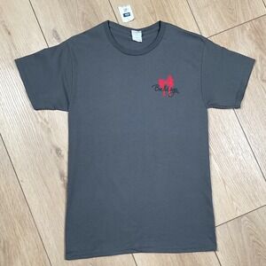 Hanes Authentic Georgia Bulldogs T-Shirt Womens Small Gray with Red Bow NWT